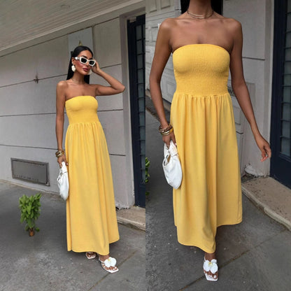 Robe maxi sans manches pour femmes avec un haut froncé Chic und Stil
