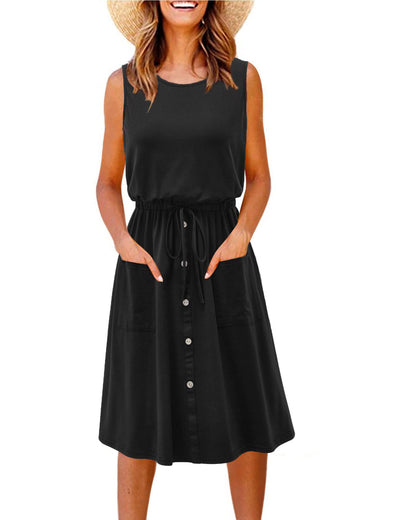Robe décontractée élégante pour femmes avec détail de bouton et poches pratiques Chic und Stil