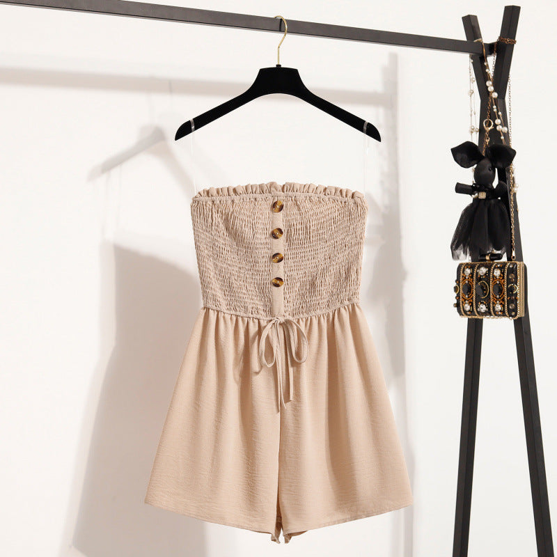Robe combinaison pour femmes avec taille accentuée par des boutons et haut élastique Chic und Stil