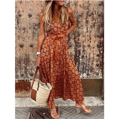 Robe maxi bohème pour femmes avec ceinture réglable Chic und Stil