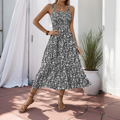 Robe Maxi Smockée à Imprimé Floral pour Femme Chic und Stil