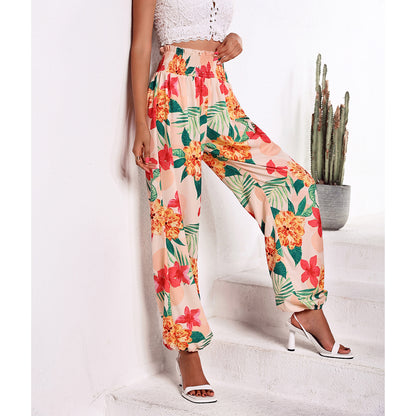 Wide Palazzo pants for women with floral patterns and elastic waist Chic und Stil