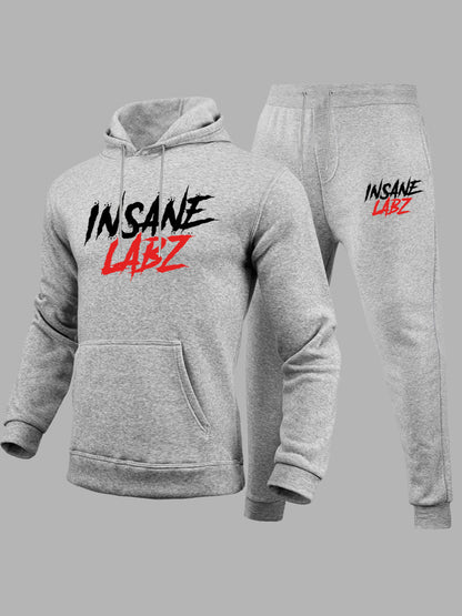 Men's Sports Hoodie and Jogging Pants Set with Chic Logo Marking Style