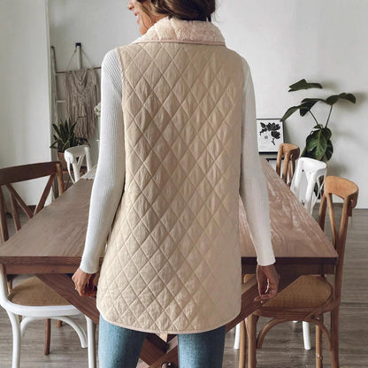 Dames Élégante gilet matelassé avec col large et poches pratiques Chic und Stil
