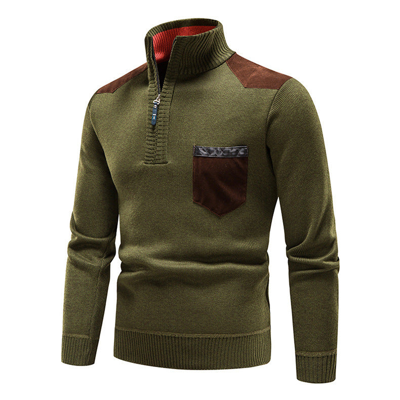 Pull en tricot de haute qualité pour homme avec fermeture éclair moderne et poche poitrine pratique Chic und Stil
