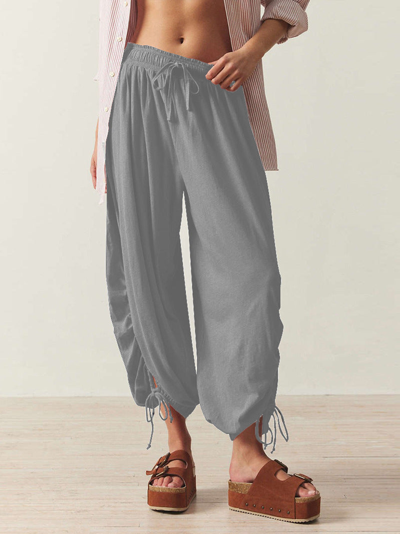 Casual Palazzo pants for women with elastic waist and adjustable ankle bands Chic and Style