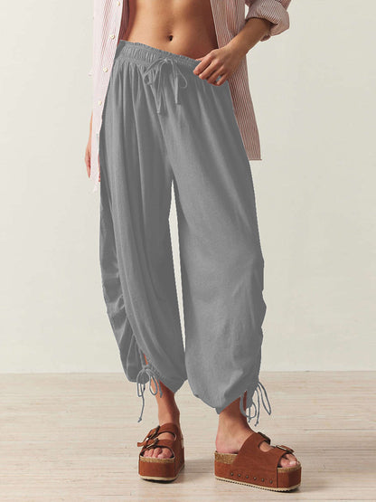 Casual Palazzo pants for women with elastic waist and adjustable ankle bands Chic and Style