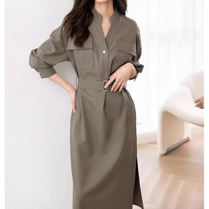 Robe chemise élégante ceinturée pour femmes Chic und Stil