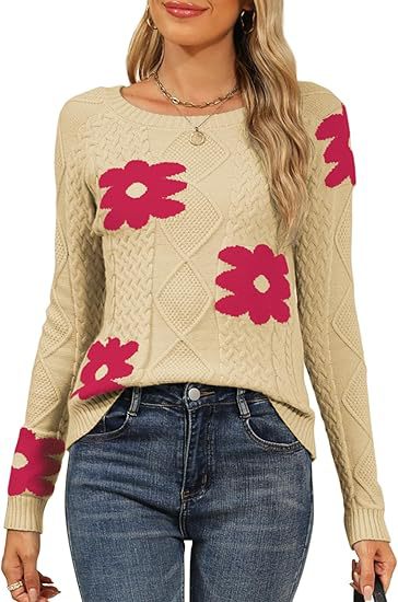 Dames Grand motif floral pull en tricot Chic und Stil