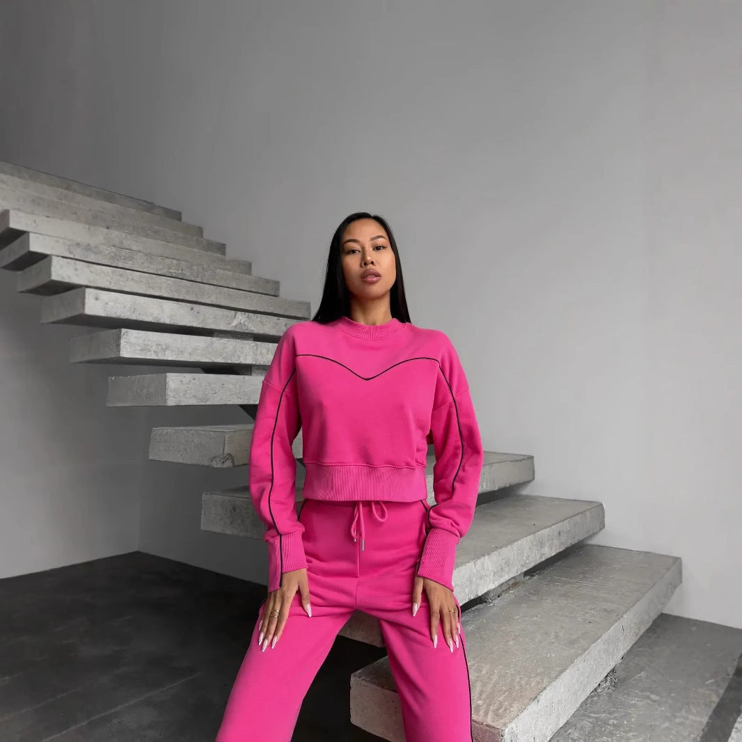 Dames Ensemble de sweat et de jogging sportif avec couture à la mode Chic und Stil