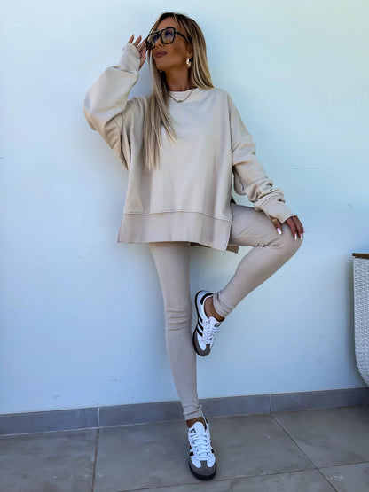 Dames confortable oversized Sweatshirt et leggings ajustés Chic und Stil