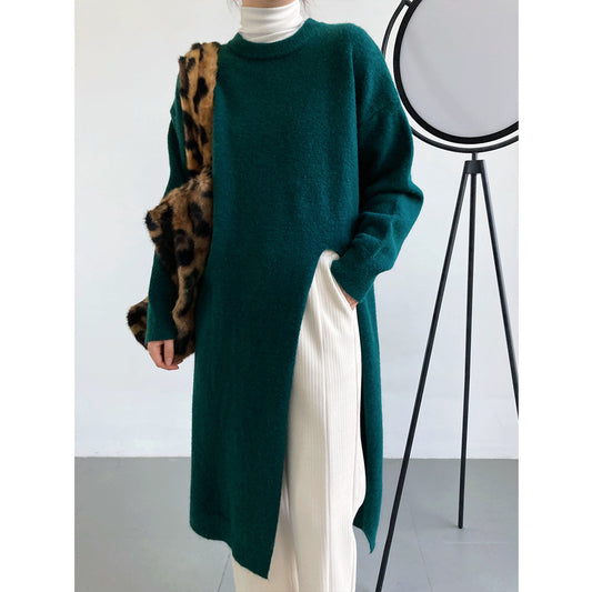 Robe en tricot élégante pour femmes avec fente latérale et coupe généreuse Chic und Stil