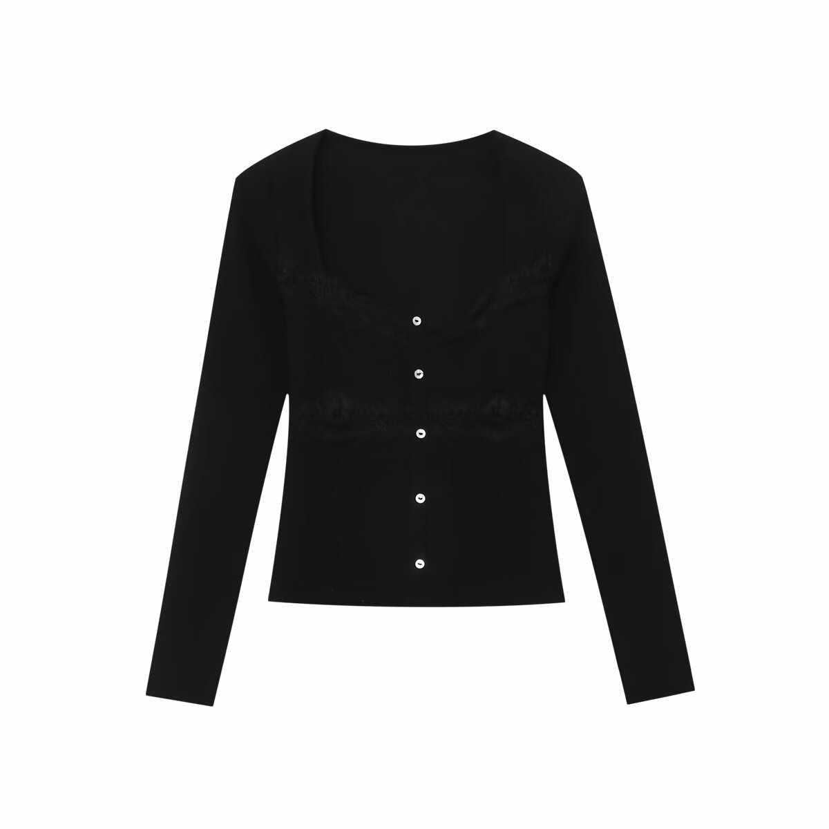 Dames élégante cardigan tricot avec accents en dentelle Chic und Stil