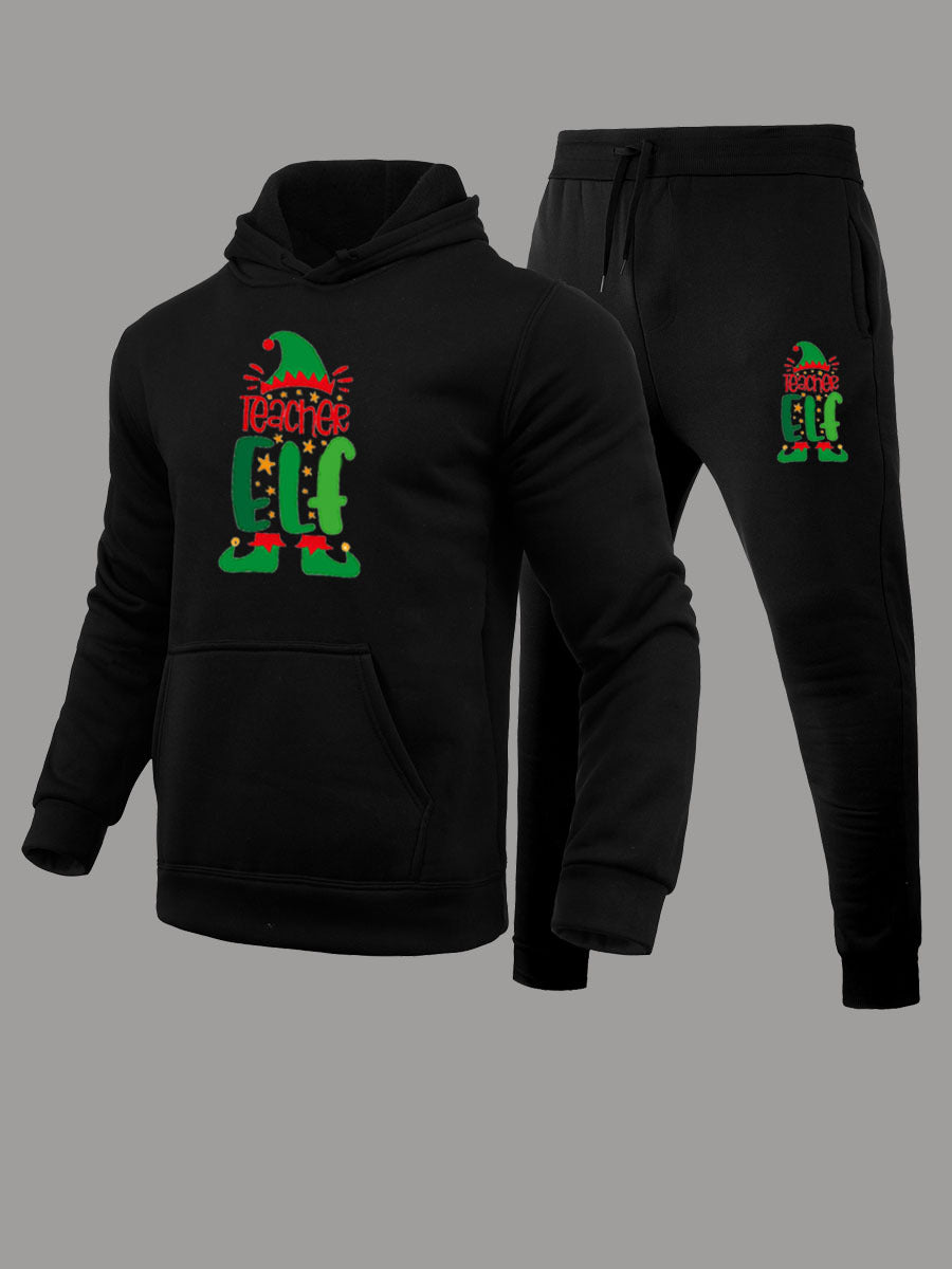 Women's hoodie and jogger pants set with festive Christmas pattern Chic and Style