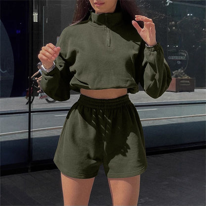 Ensemble de sweat-shirt court pour femme et shorts décontractés Chic und Stil