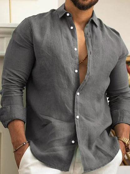 Chemise en lin classique pour hommes avec coupe moderne et patte de boutonnage pratique Chic und Stil