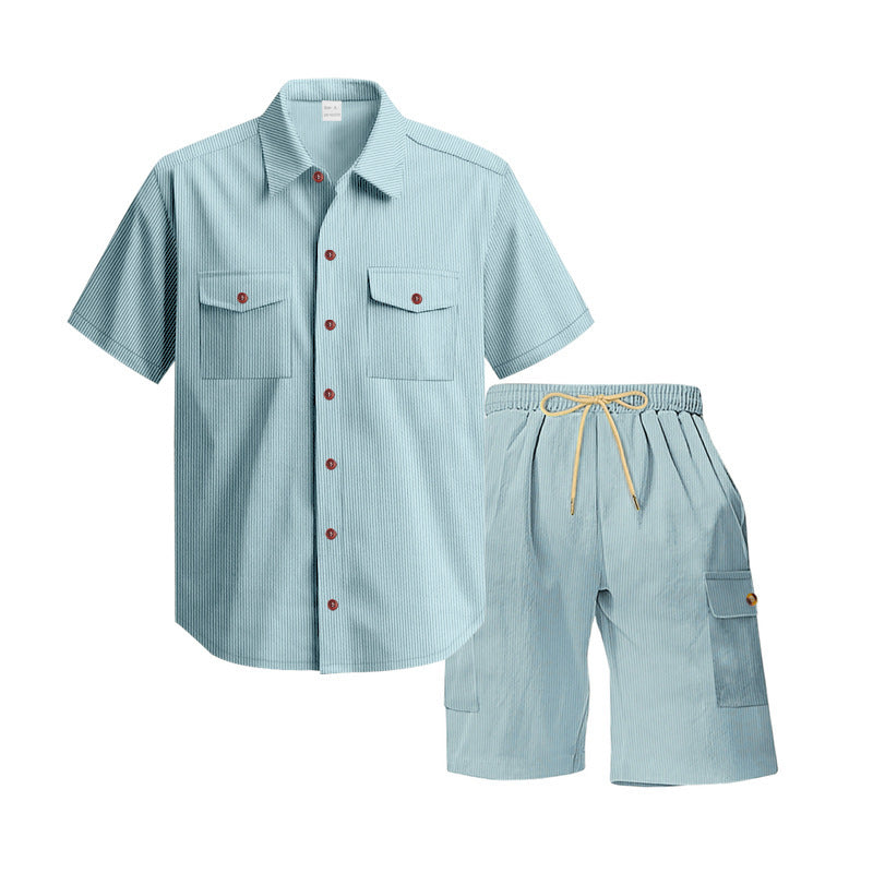 Chemise à manches courtes décontractée pour hommes et ensemble de shorts de loisirs avec poches pratiques Chic und Stil
