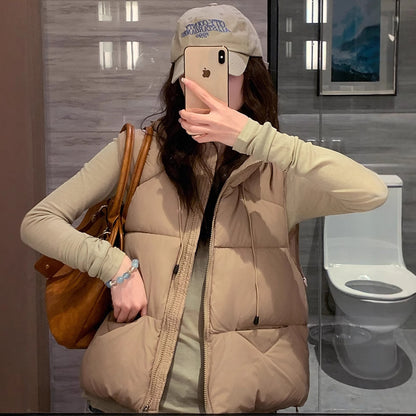 Dames gilet matelassé avec col haut et coupe surdimensionnée Chic und Stil