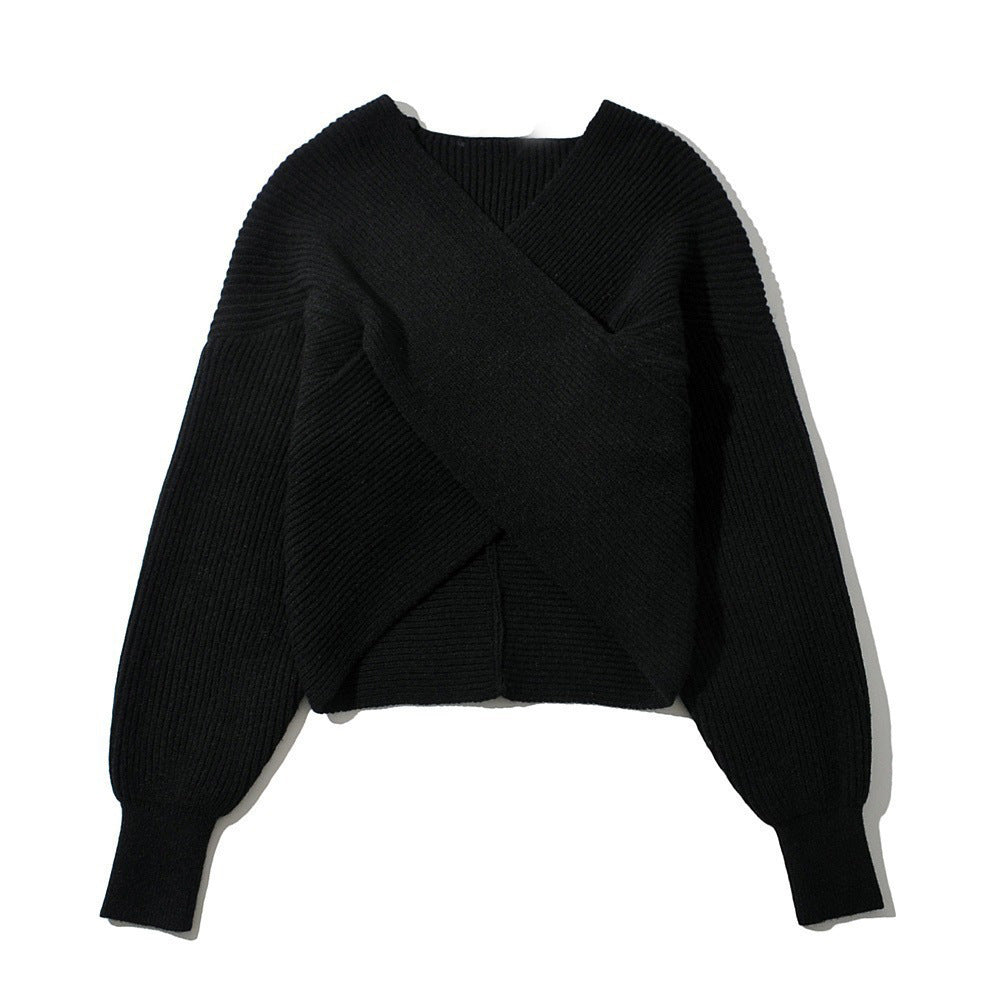 Pull-over à nouer pour femmes avec un design en maille texturée et des manches larges Chic und Stil