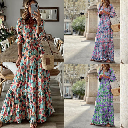Robe maxi pour femmes avec un délicat motif cachemire et une élégante patte de boutonnage Chic und Stil