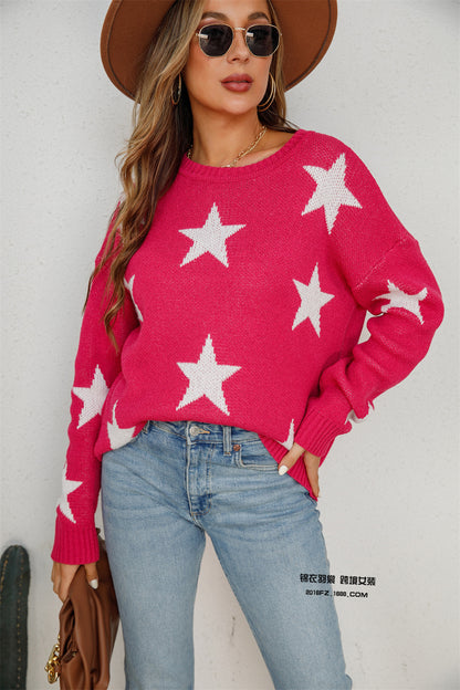Knit pullover for women with a striking star pattern and a relaxed fit Chic und Stil