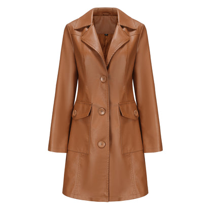 Blazer en faux cuir tendance pour femmes avec poches pratiques Chic und Stil