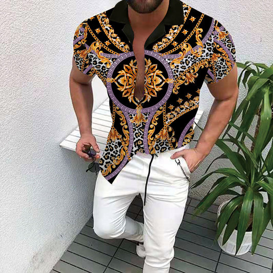 Hommes Polo-Shirt Luxe Imprimé Courte Manche Chic und Stil