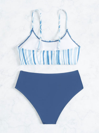 Chic und Stil striped high-waisted bikini set for women