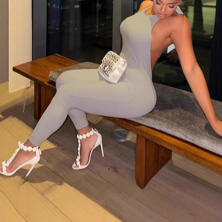 Dames Combinaison élégante avec décolleté profond dans le dos et design asymétrique Chic und Stil