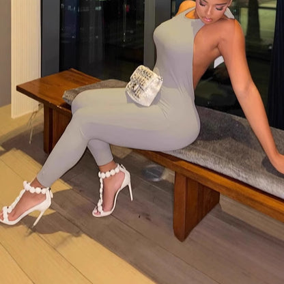 Dames Combinaison élégante avec décolleté profond dans le dos et design asymétrique Chic und Stil