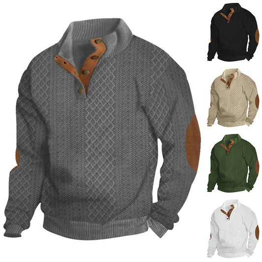 Pull-over décontracté en tricot pour femmes avec col structuré et applications en cuir Chic und Stil