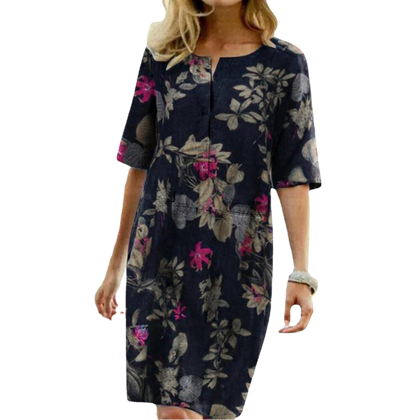 Robe Shift à Imprimé Tropical Femme Chic und Stil