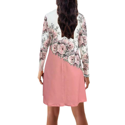 Robe mini dame avec design floral et décolleté en V élégant Chic und Stil