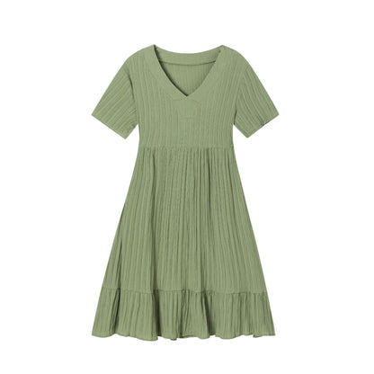 Dames V décolleté robe midi Chic und Stil