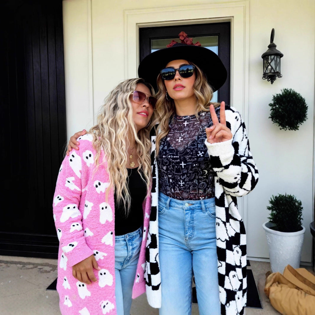 Dames Fantôme Motif Gilet à manches longues Chic und Stil