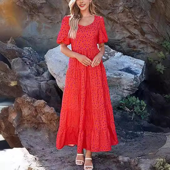 Robe maxi pour femme avec ourlet fluide et motif floral Chic und Stil