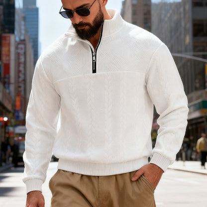 Fleece pullover for men with half-zip and textured pattern Chic und Stil