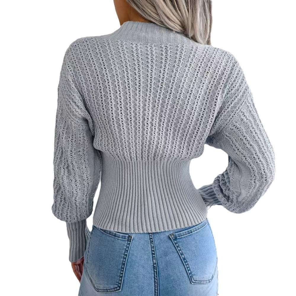 Pull en tricot pour femmes avec décolleté en V profond et détails en dentelle élégants Chic und Stil