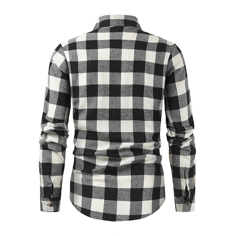 Chemises en flanelle classiques pour hommes avec motif à carreaux et poches poitrine pratiques Chic und Stil