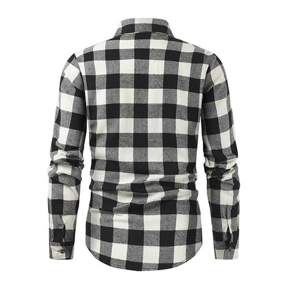Chemises en flanelle classiques pour hommes avec motif à carreaux et poches poitrine pratiques Chic und Stil