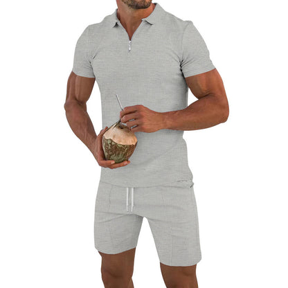 Hommes ensemble court à manches courtes confortable avec matériau respirant et fermeture éclair Chic und Stil