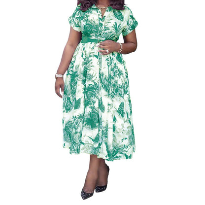 Robe maxi femme avec impression botanique et ceinture cintrée Chic und Stil