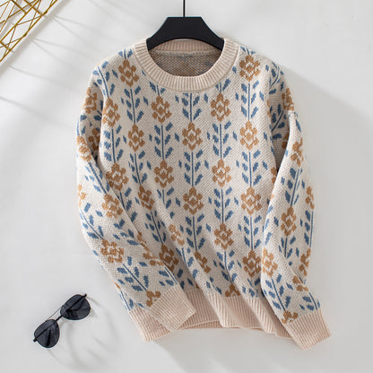 Pull décontracté pour femmes avec motif floral et col rond Chic und Stil