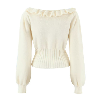 Pull en tricot élégant pour dames avec des détails à volants et cordon de serrage Chic und Stil