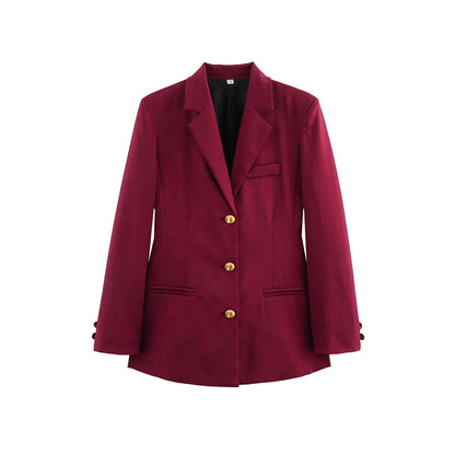 Elegant checked blazer jacket for women with gold buttons Chic and Style