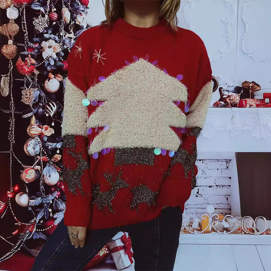 Pull féminin festif avec motif de Noël et appliqués scintillants Chic und Stil