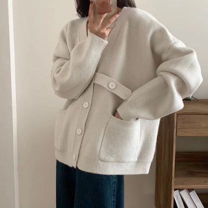 Cardigan oversized pour femmes avec grandes poches et détails de boutons Chic und Stil
