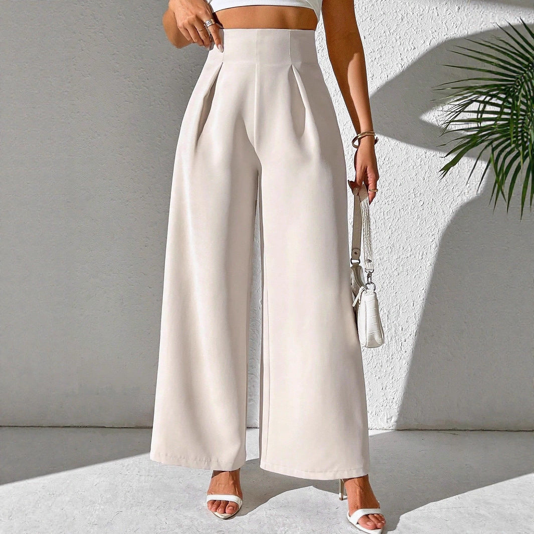 Ladies Elegant High Waist Palazzo Pants with Front Pleat and Wide Legs Chic and Style