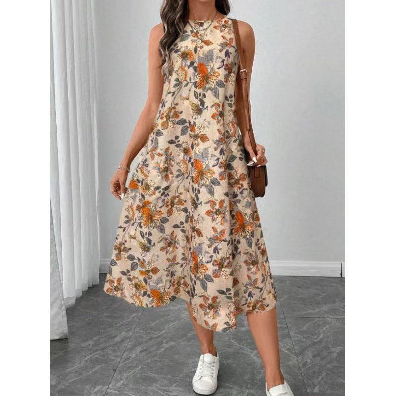 Robe d'été midi florale pour femmes Chic und Stil