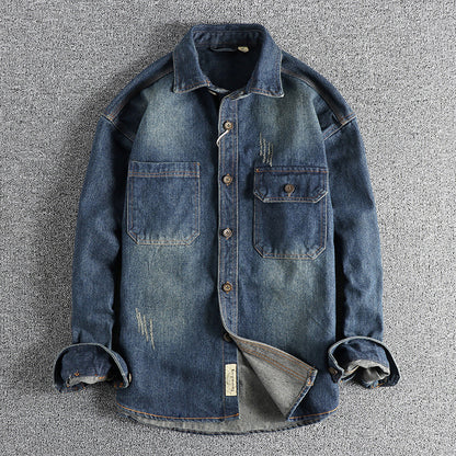 Chemise en jean pour hommes avec poches à rabat et design vintage Chic und Stil